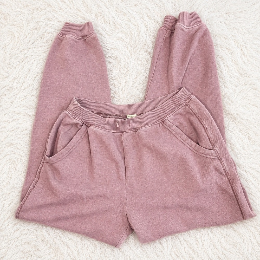 Aerie Joggers Womens Small Pink Cotton Blend Vintage Wash Sweatpants Pockets - Picture 6 of 7